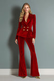 Royal Blue 2 Piece Peak Lapel Velvet Women Prom Formal Suits