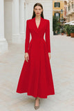 Navy Single Breasted Long A-Line Blazer Dress with Sleeves