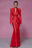 Ivory 2 Piece Peak Lapel Mermaid Long Sleeves Business Suits