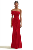 Eucalyptus One Shoulder Pleated Sheath Maxi Formal Dress