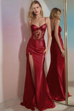 Sparkly Corset Golden Mermaid Long Prom Dress with Slit