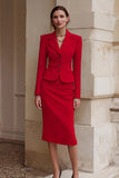 Black 2 Piece Pencil Single Breasted Midi Business Suits