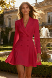White Peak Lapel Double Breasted A Line Short Blazer Wedding Dress