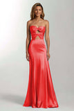 Dark Green Mermaid Sweetheart Satin Maxi Formal Dress