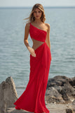 White Chiffon Sheath Cut-Out Maxi Rehearsal Dinner Dress