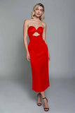 Dusty Blue Satin Sheath Sweetheart Keyhole Maxi Formal Dress