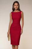 Ivory Bodycon Boat Neck Sleeveless Short Engagement Dress