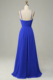 Red Pleated A-Line Floor Length Bridesmaid Dress