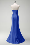 Gorgeous Sage Mermaid Corset Beaded Keyhole Satin Prom Dress with Slit
