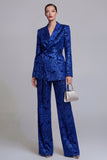2 Piece Peak Lapel Floral Dark Green Long Sleeves Business Suits