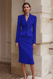 Black 2 Piece Pencil Single Breasted Midi Business Suits