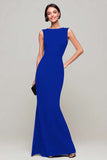 Cabernet Mermaid Boat Neck Long Formal Dress