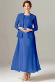 Dusty Rose A-Line Maxi Mother of the Bride Dress with Lace Jacket