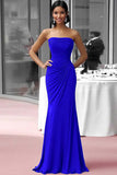 Coffee Strapless Sheath Ruched Floor Length Red Carpet Dress