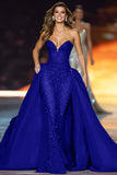 Sparkly Dark Red Sweetheart Sequin Long Red Carpet Dress with Cape