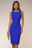 Ivory Bodycon Boat Neck Sleeveless Short Engagement Dress