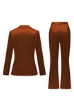 Grey Pink Satin Notched Lapel Women Suits with Long Sleeves