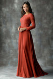 Chiffon Round Neck Peacock A-Line Applique Mother of the Bride Dress
