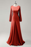 Wisteria Long Sleeves A-Line Satin Bridesmaid Dress