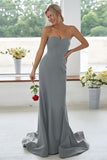 Dark Navy Sweetheart Mermaid Long Bridesmaid Dress