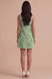 A Line Hot Pink Floral Appliqued Short Cocktail Dress