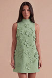 A Line Hot Pink Floral Appliqued Short Cocktail Dress