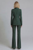 2 Piece Shawl Lapel Grey Green Double Breasted Business Suits