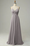 Red Pleated A-Line Floor Length Bridesmaid Dress