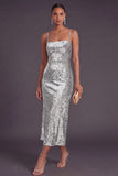 Sparkly Black Spaghetti Straps Mermaid Sequin Long Formal Dress