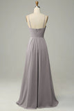 Red Pleated A-Line Floor Length Bridesmaid Dress