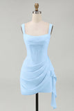Ivory Thick Straps Bodycon Ruffled Corset Short Bridal Shower Dress