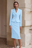Black 2 Piece Pencil Single Breasted Midi Business Suits