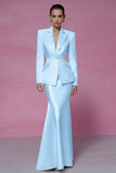 Ivory 2 Piece Peak Lapel Mermaid Long Sleeves Business Suits