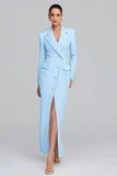 Ivory Single Breasted Sheath Peak Lapel Long Sleeves Blazer Dress