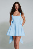 Ivory Thick Straps A Line Little White Dress with Bow