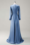 Wisteria Long Sleeves A-Line Satin Bridesmaid Dress