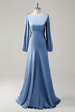 Wisteria Long Sleeves A-Line Satin Bridesmaid Dress