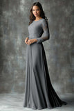 Chiffon Round Neck Peacock A-Line Applique Mother of the Bride Dress