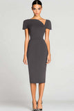 Black Bodycon Midi Work Dress with Sleeves
