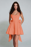 Daffodil A Line Square Neck Cocktail Dress with Bow
