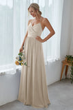 Dark Navy Chiffon Long Bridesmaid Dress