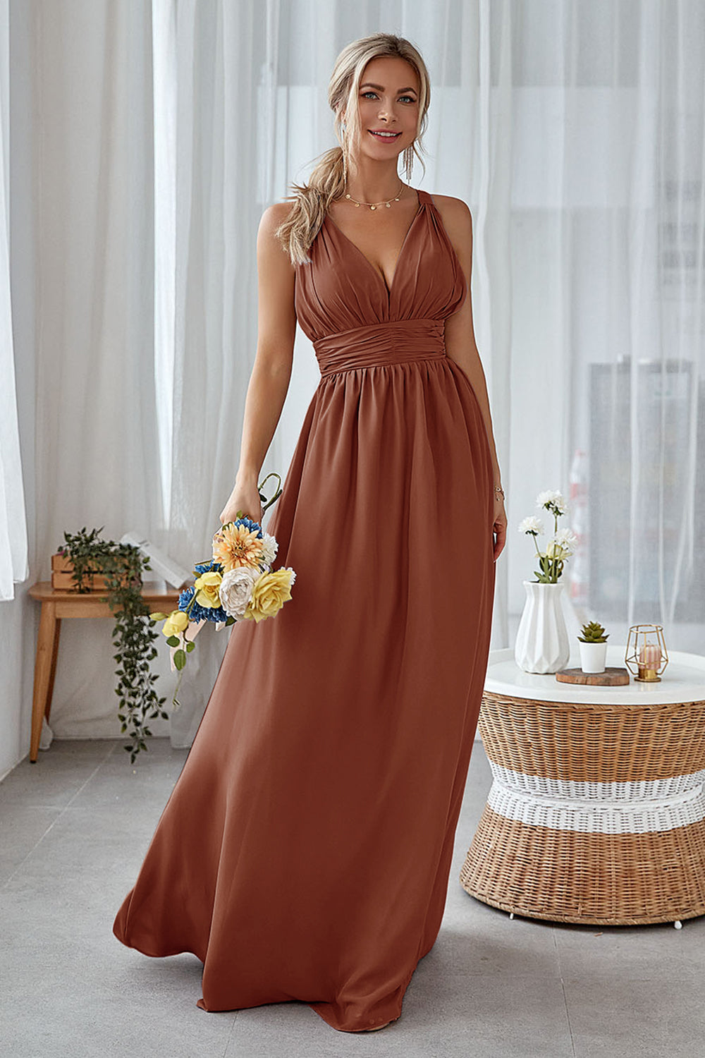 Leely Women Wisteria Long Bridesmaid Dress A Line Backless Chiffon Formal Dress leelyuk Leely Women Wisteria Long Bridesmaid Dress A Line Backless Chiffon Formal Dress leelyuk