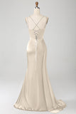 Dusty Rose Mermaid Spaghetti Straps Long Prom Dress With Slit