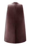 White Satin Peak Lapel Short Work Blazer Dress with Cape