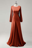 Wisteria Long Sleeves A-Line Satin Bridesmaid Dress