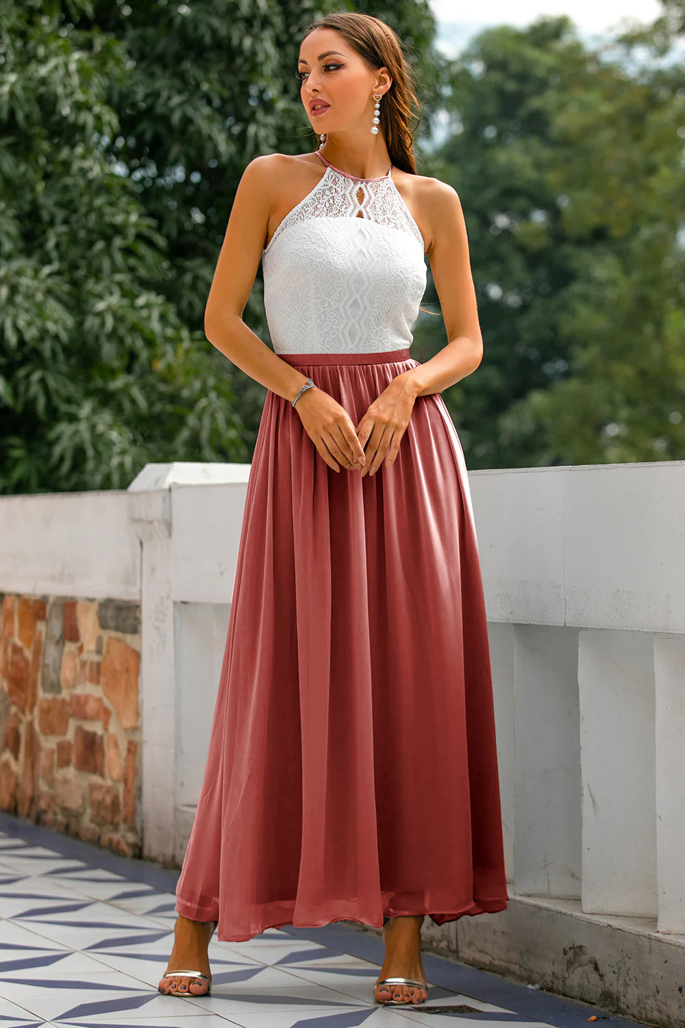 Leely Women Long Prom Dress Sky Blue Open Back Chiffon Wedding Party Dress with Lace leelyuk Leely Women Long Prom Dress Sky Blue Open Back Chiffon Wedding Party Dress with Lace leelyuk