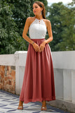 Sky Blue Open Back Long Bridesmaid Dress