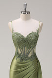 Silver Sweetheart Corset Applique Mermaid Satin Long Prom Dress
