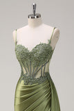 Silver Sweetheart Corset Applique Mermaid Satin Long Prom Dress