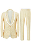 Mint Shawl Lapel One Button Jacquard Men's Prom Suits